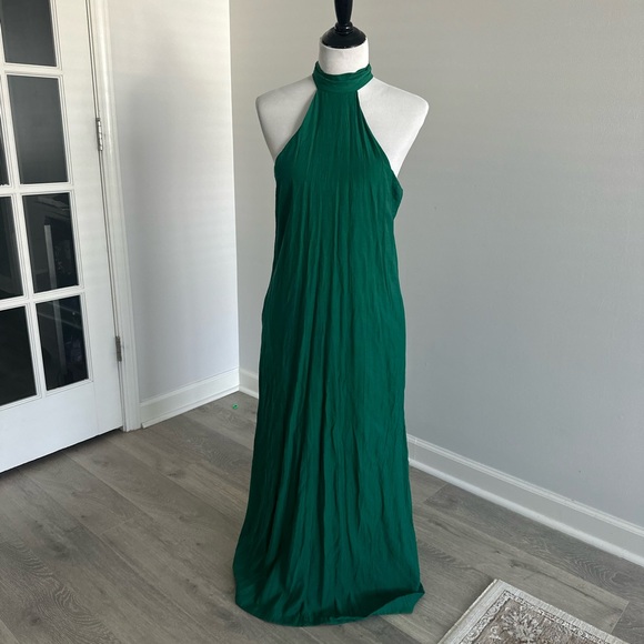 Anthropologie Elegant Green Halter Maxi Dress - Picture 3 of 7
